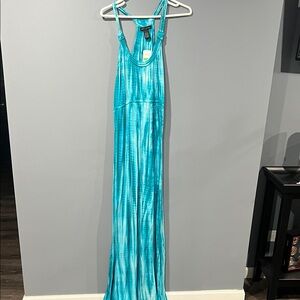 DESIGN365 Blue Tie-Dye Maxi Dress